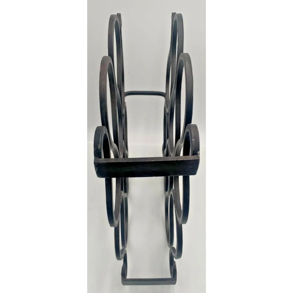 Vintage Elegant Heavy Duty Wrought Iron Scroll Wine Rack 10 Bottle Holder Black